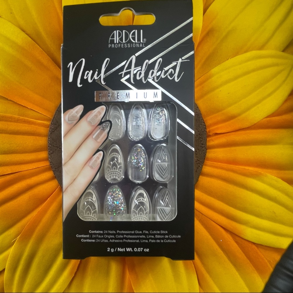 Fake Nails Clear and Silver